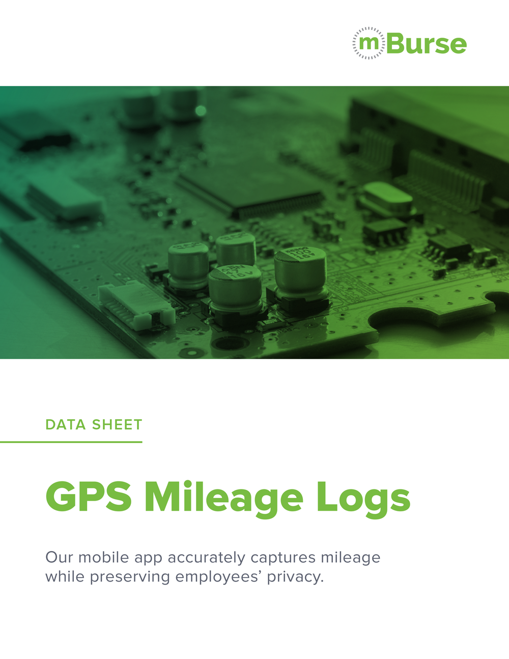 mBurse GPS Mileage Log data sheet